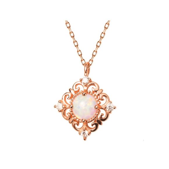 Rose Gold Fire Opal Necklace Gold Vermeil Chain - Picture 3 of 6